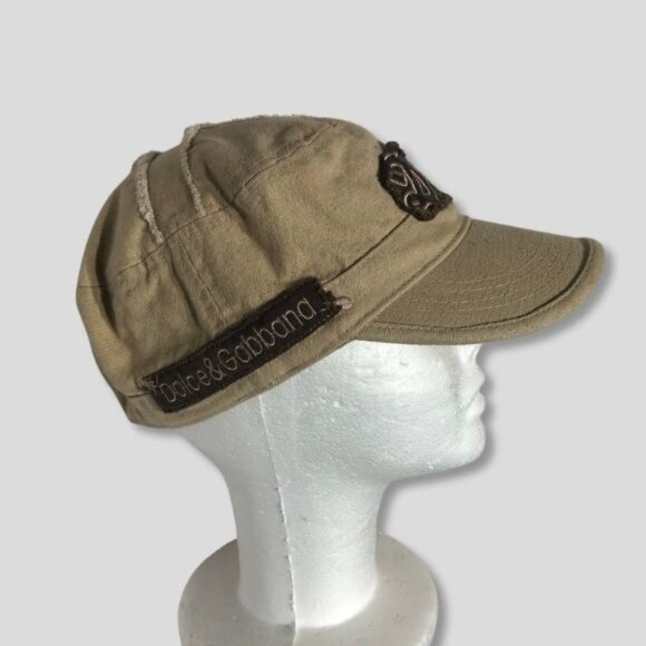 Vintage Dolce & Gabbana Baseball Cap Distressed D&G Logo Beige/Brown Unisex OS - Picture 1 of 13